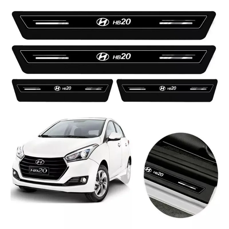 Soleira De Porta Hb20 Preto Platinum 8 Peças