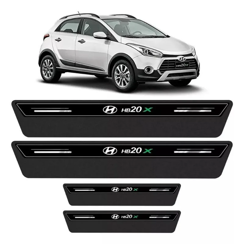 Soleira De Porta Hb20X Preto Platinum 8 Peças