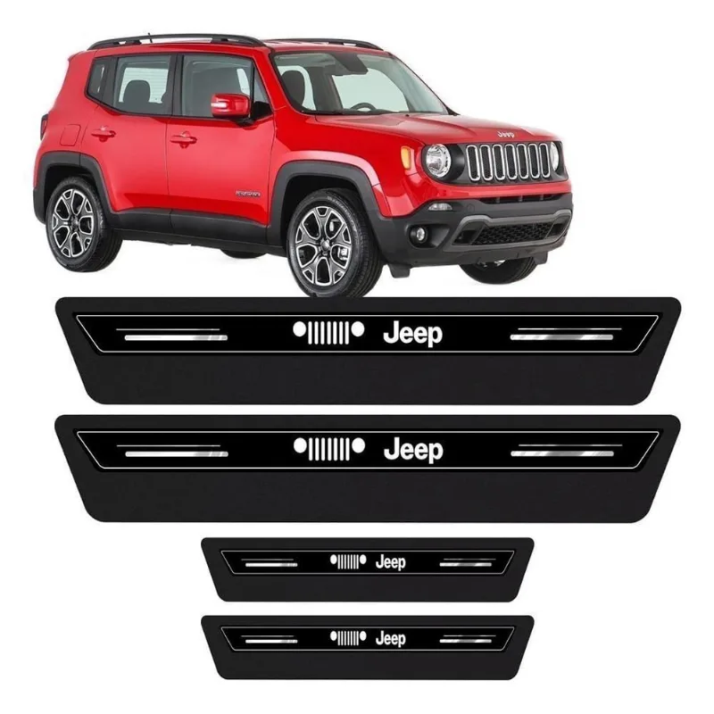 Soleira De Porta Jeep Preto Platinum 8 Peças