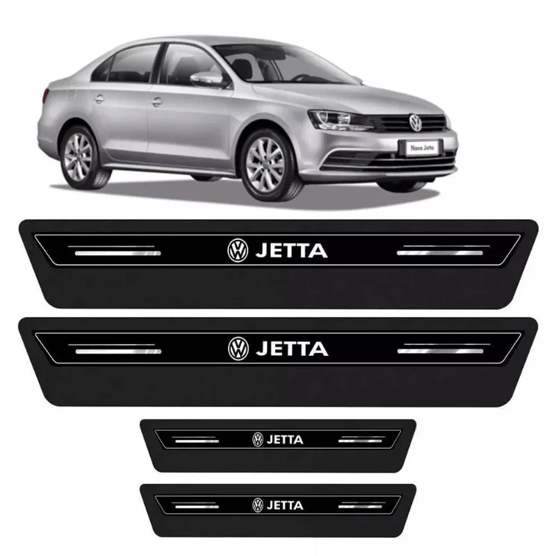 Soleira De Porta Jetta Preto Platinum 8 Peças