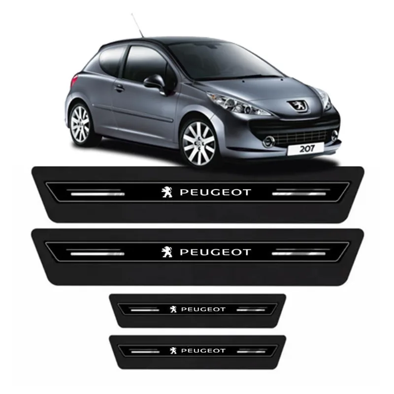 Soleira De Porta Peugeot Preto Platinum 8 Peças