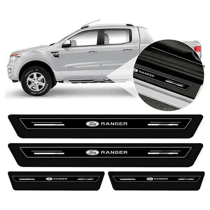 Soleira De Porta Ranger Preto Platinum 8 Peças