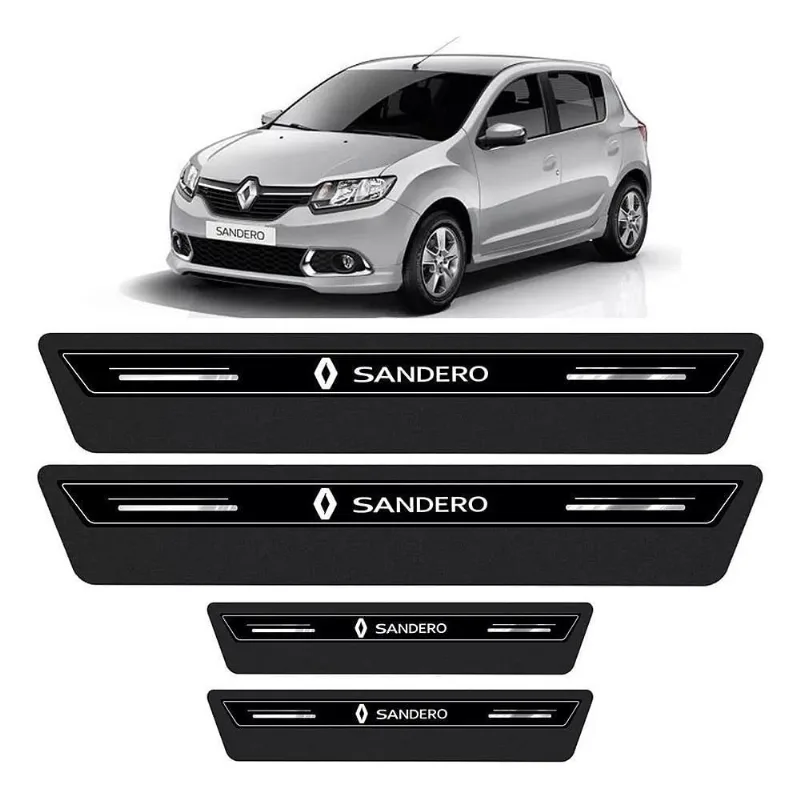 Soleira De Porta Sandero Preto Platinum 8 Peças
