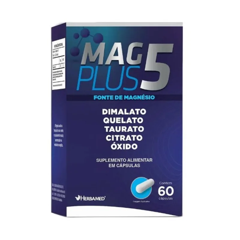 Mag 5 Plus Suplemento Alimentar Magnésio Herbamed 60cps