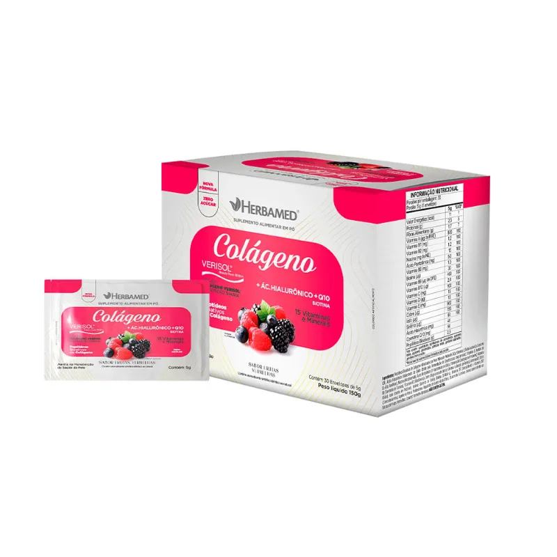 Suplemento Alimentar em Pó Colágeno Verisol sabor Frutas Vermelhas 30 Envelopes de 5g