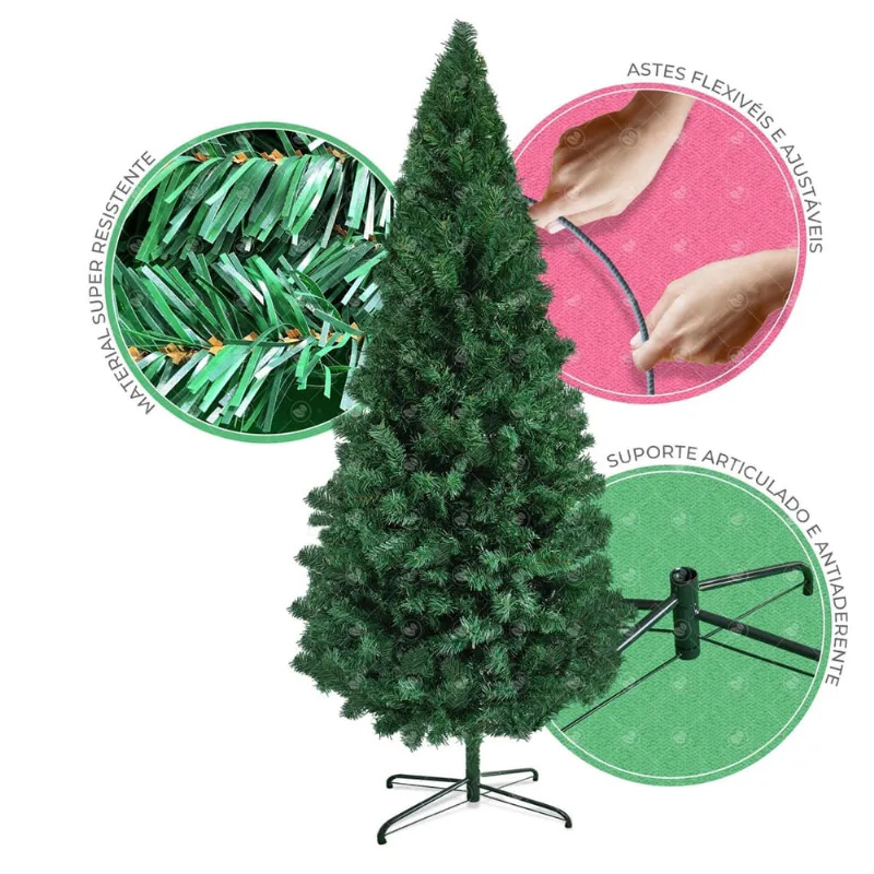 Árvore De Natal 1300 Galhos Pinheiro Glamour 2,10 Altura - ATR Essências