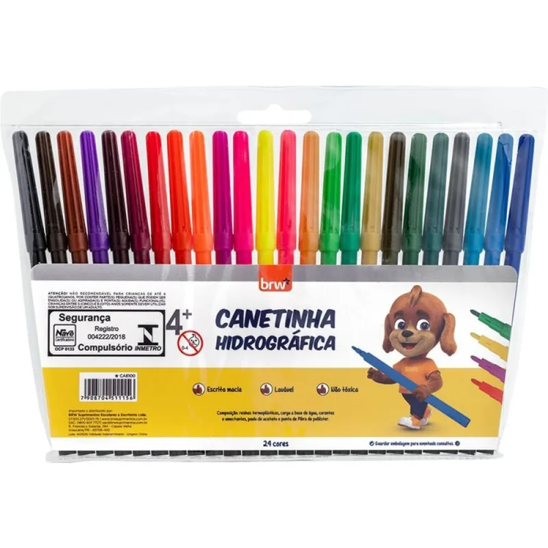 Caneta Hidrografica 24 Cores Blister - BRW