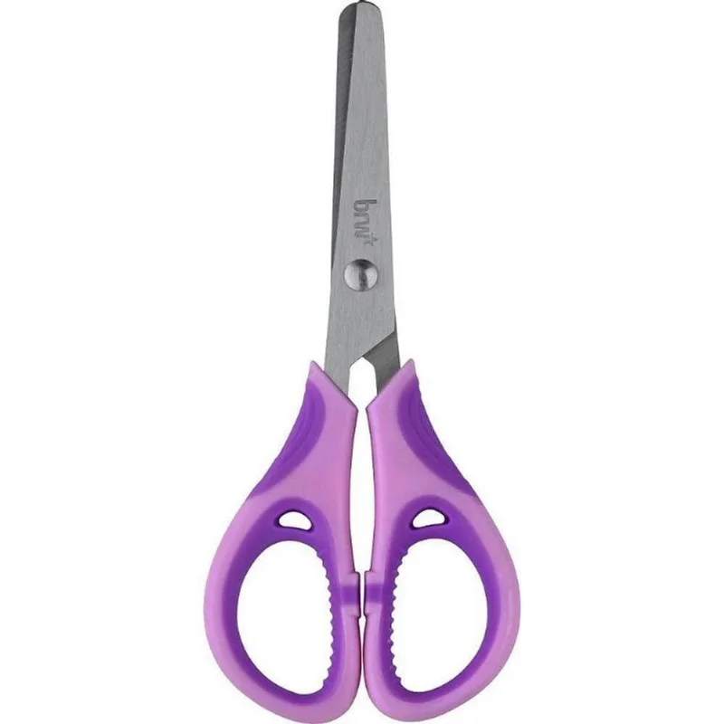 Kit Tesoura Escolar BRW Canhoto 13cm Emborrachada 12 Unidades Azul e Lilás