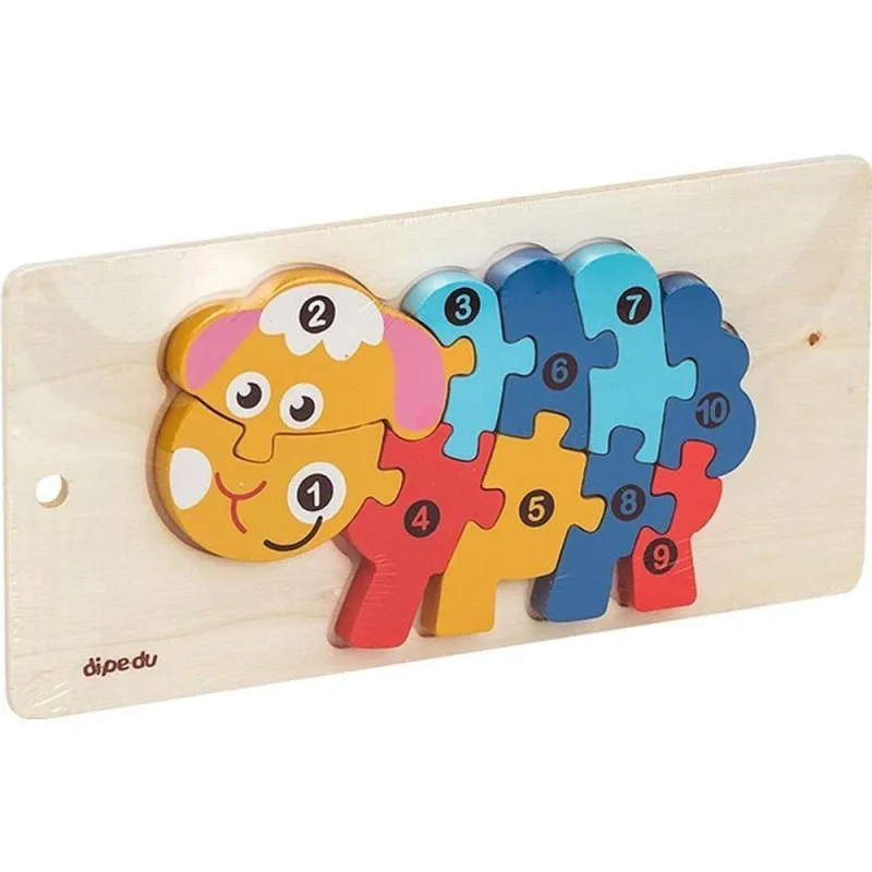 Quebra-cabeça Madeira Ovelha 10 Peças Coloridas BRW - BRW - Brinquedos