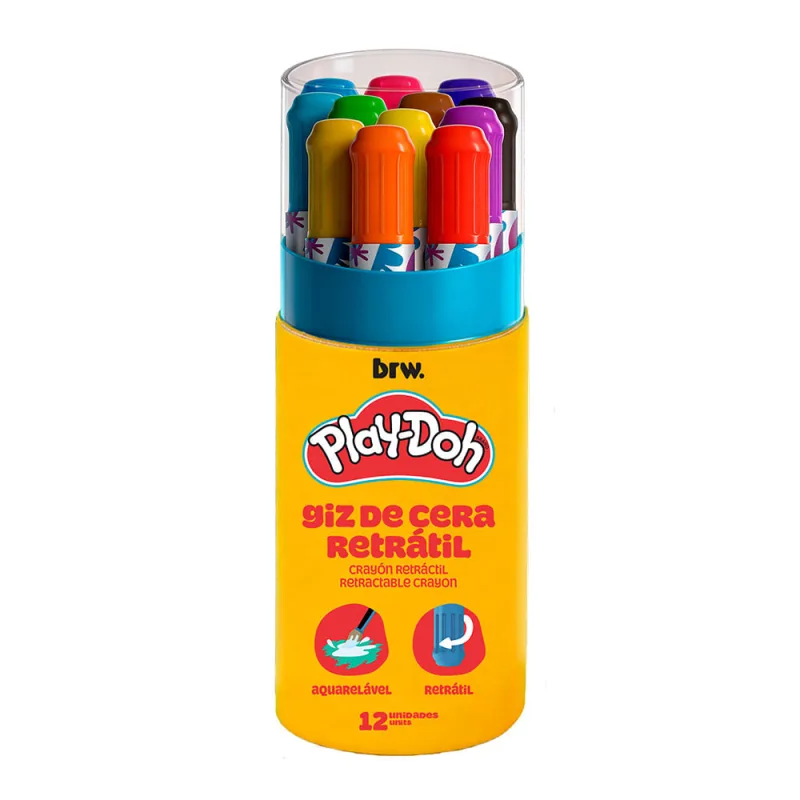 Giz De Cera Retrátil 12 Cores Play-Doh Brw - LC - Papelaria