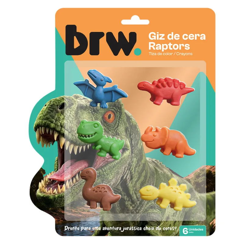 Giz De Cera Raptors 6 Cores Brw - LC - Papelaria