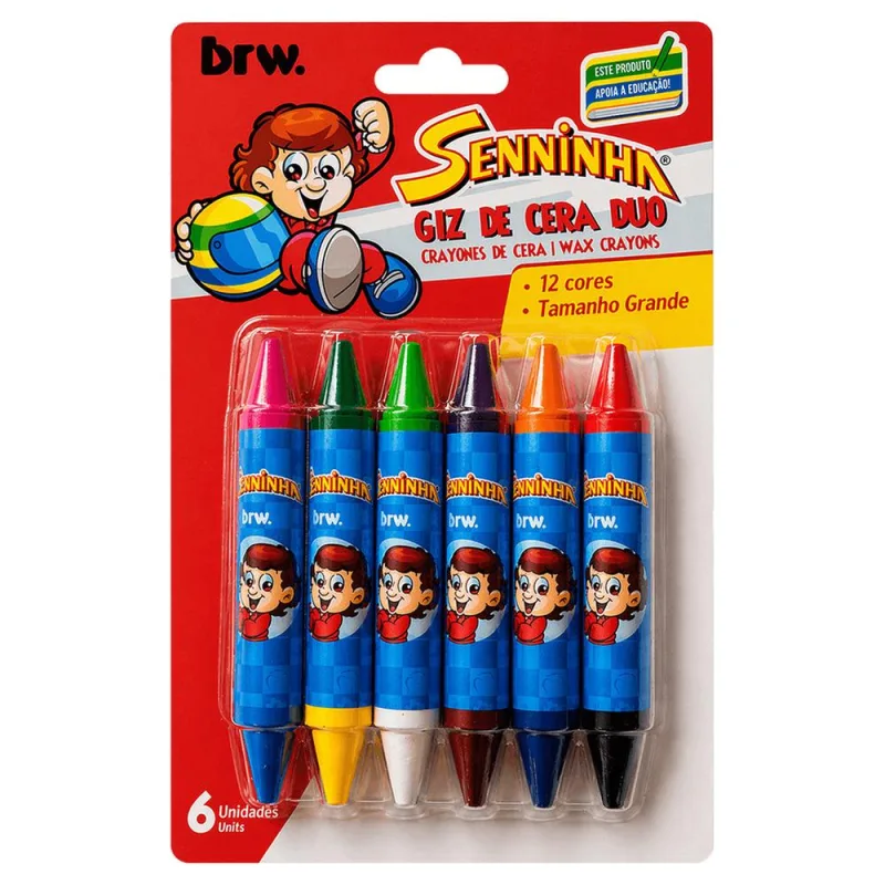 Giz De Cera Duo Big 12 Cores Senninha Brw - LC - Papelaria