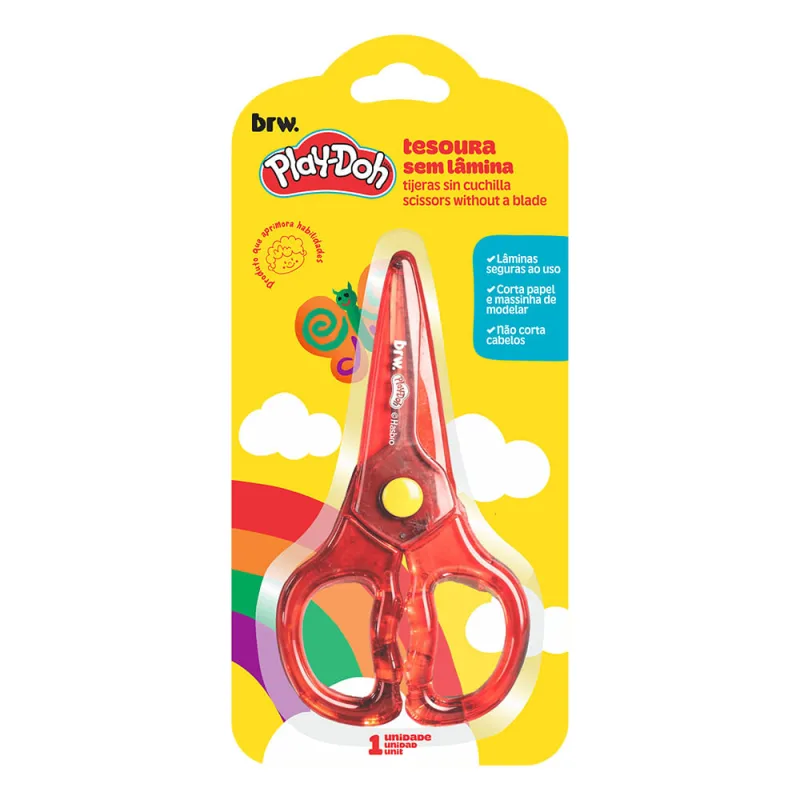 Tesoura Escolar Plástica 13cm Play-Doh Brw - LC - Papelaria