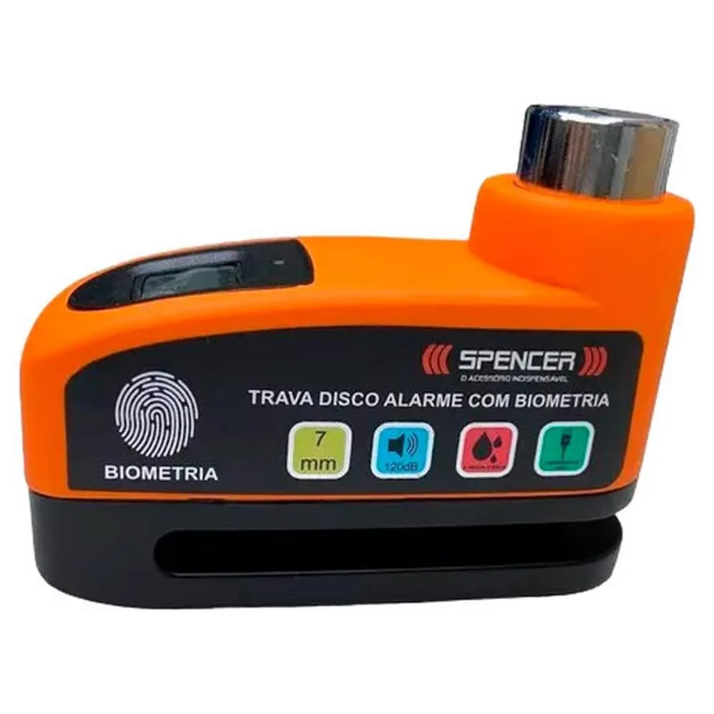 Trava Disco Spencer com Alarme e Biometria SP-TDA888UB Laranja (MP)