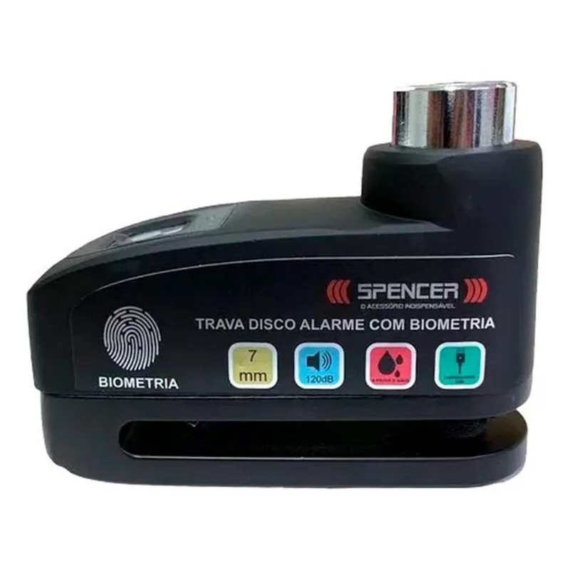 Trava Disco Spencer com Alarme e Biometria SP-TDA888UB Preta (MP)