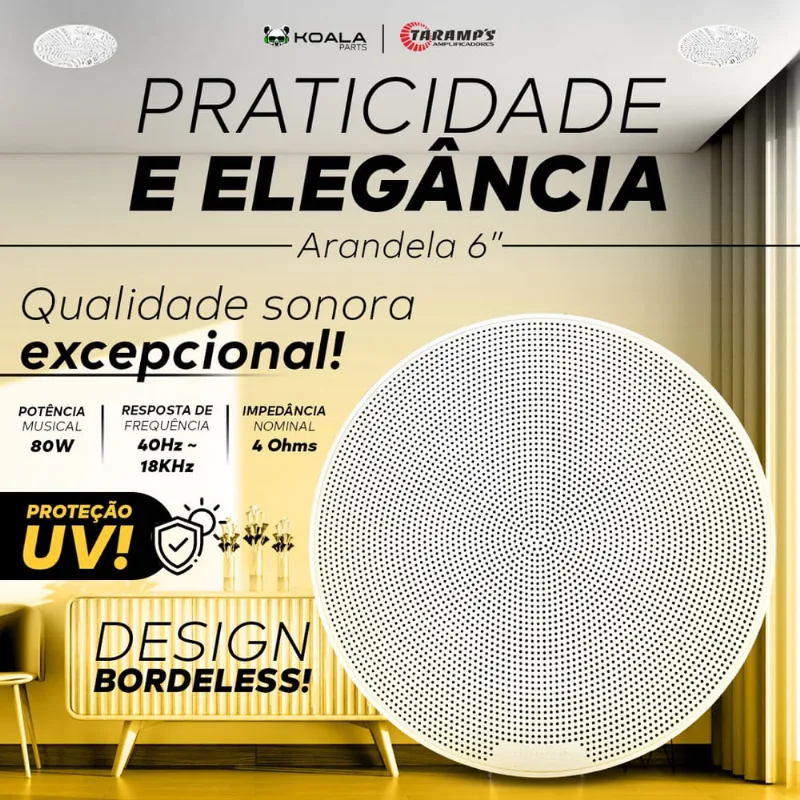 Par Alto Falante Arandela 6Pol 4Ohm 80W Taramps Som Ambiente