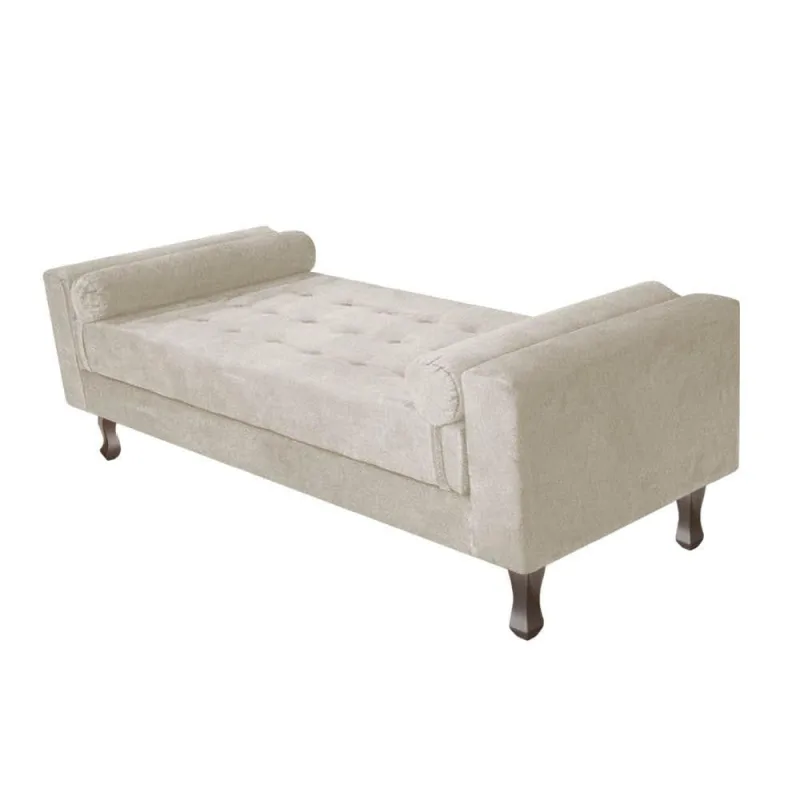 Recamier Baú Félix Solteiro 140 Cm Suede - Doce Sonho Móveis Bege - OUTRAS - Móveis