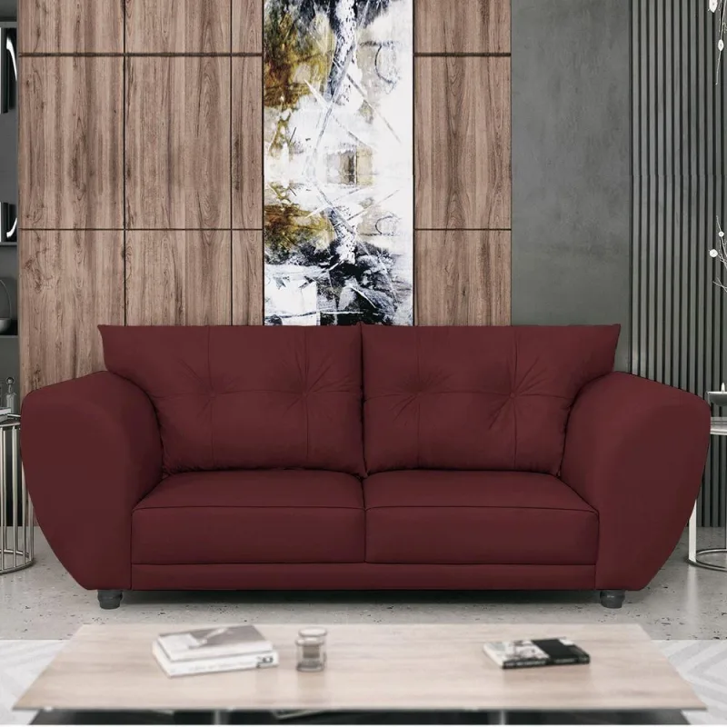 Sofá 2 Lugares Tulipa Suede Bordô - OUTRAS