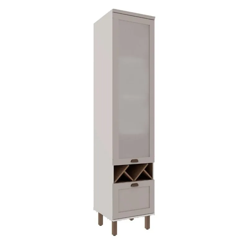 Cristaleira 50CM 1 Gavetão MDF Fendi com Branco Genialflex Móveis - Genialflex