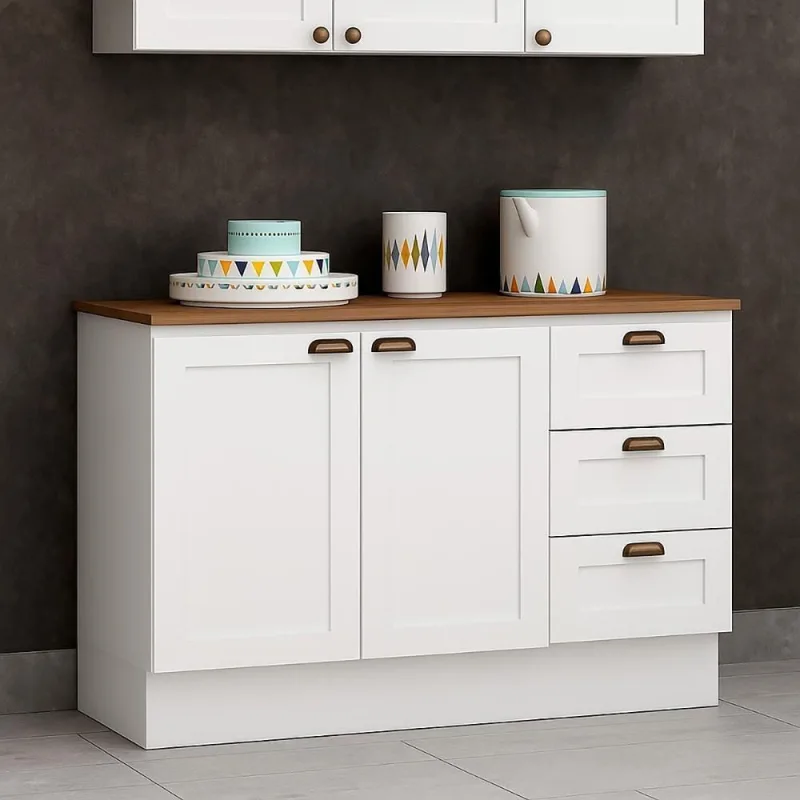 Balcão Cozinha Genialflex Provençal Branco Com Tampo ébano - Genialflex
