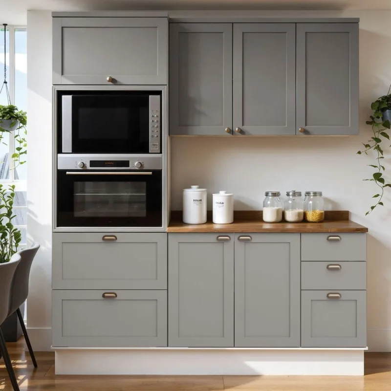 Cozinha Compacta Iluminata 7 Portas 4 Gavetas MDF 190CM Branco e Fendi Genialflex - genialflex
