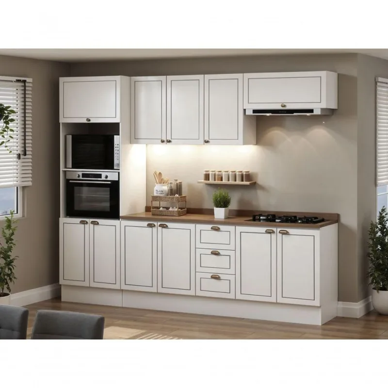 Cozinha Completa Modulada 5 Peças Americana MDF MDP 270cm Branco Ebano Genialflex Móveis - Genialflex - Móveis
