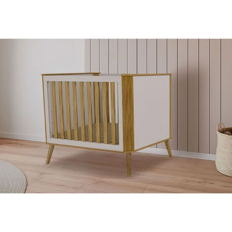 Berço Infantil Théo 3 em 1 Off White/Amendoa - Peroba
