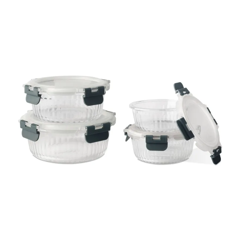 Jogo de Potes de Vidro Redondo 4 Peças Black+Decker Hermético - Black Decker