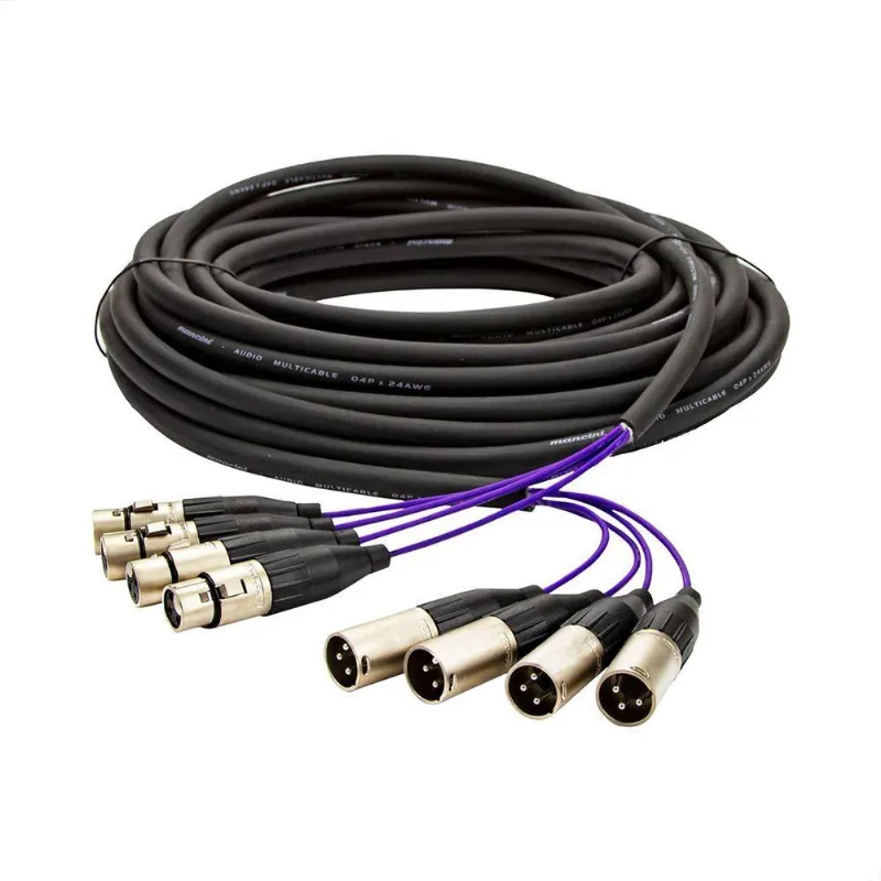 Multicabos Com Conectores Xlr 4 Vias - Amphenol 30 Metros