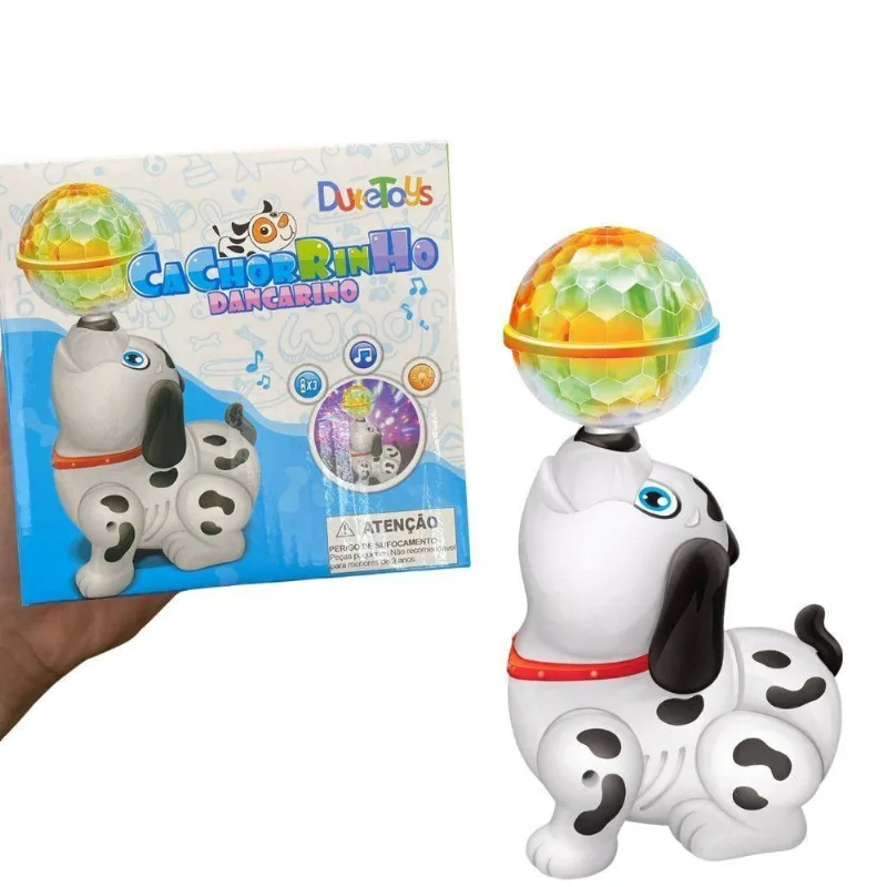Cachorrinho Dançarino Brinquedo Interativo Luz Som Movimento 360 graus Dute Brasil - Genérica - Brinquedos