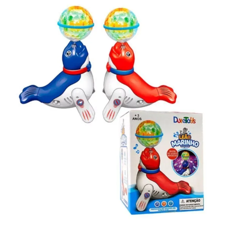 Brinquedo Leão Marinho Dançarino Luz Música Rotação 360 graus Dute Brasil - Genérica