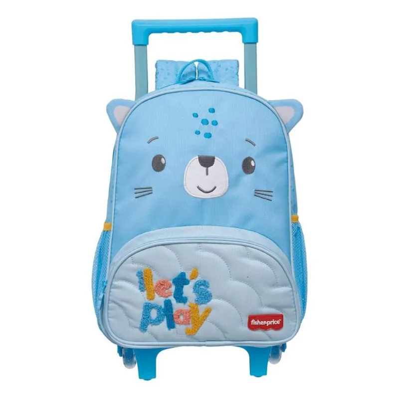 Mochila de Rodinha Com Alça Fisher Price Play Time Urso Azul Único