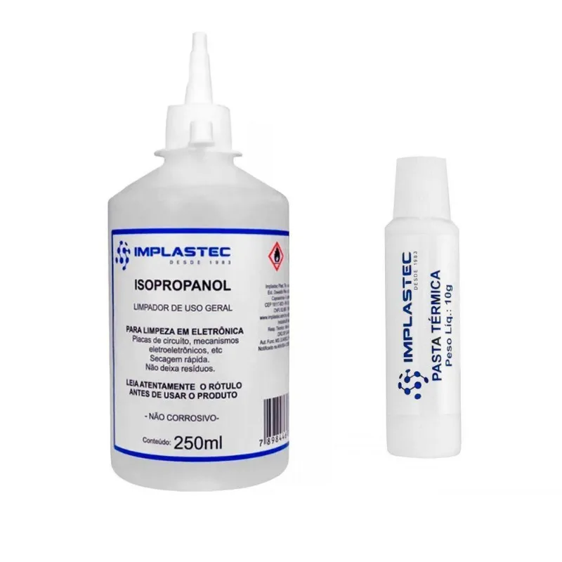 Pasta Térmica Bga 10g + Alcool Isopropilico 110ml Implastec