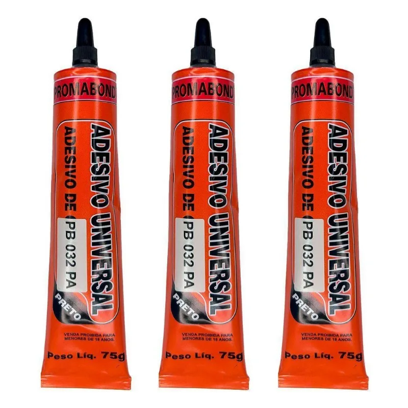 Kit 3 Cola Borracha Adesivo Reparo Auto Falante 75g Preto