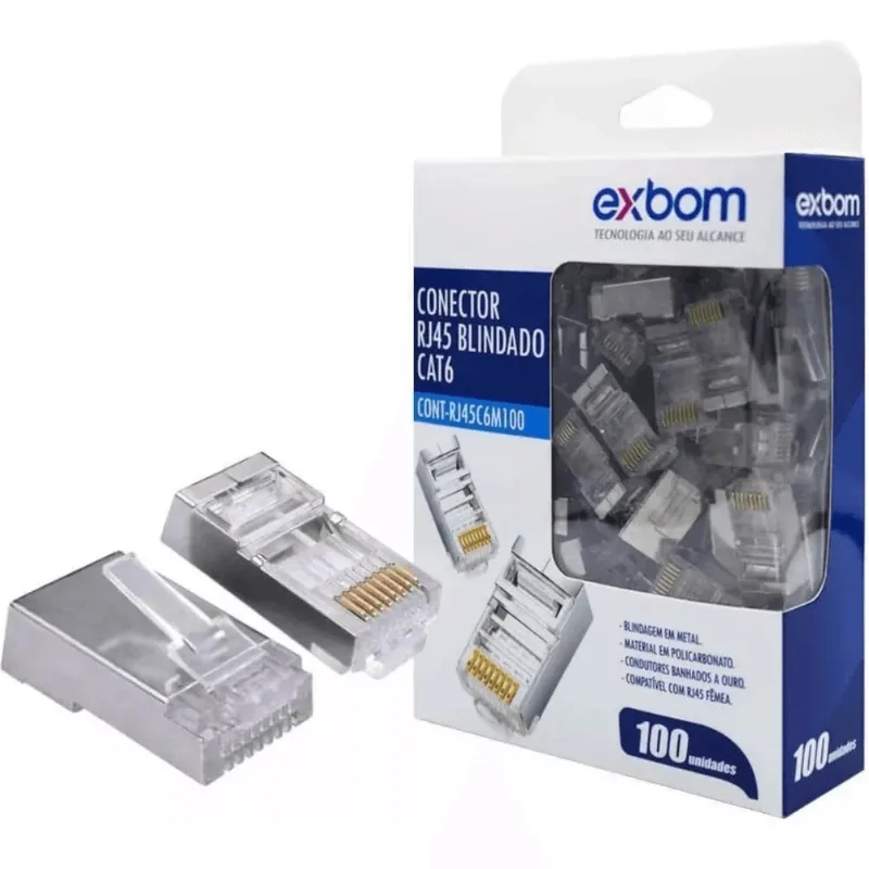 Kit 60 Conector Blindado Rj45 Cristal 8p8c Cat6