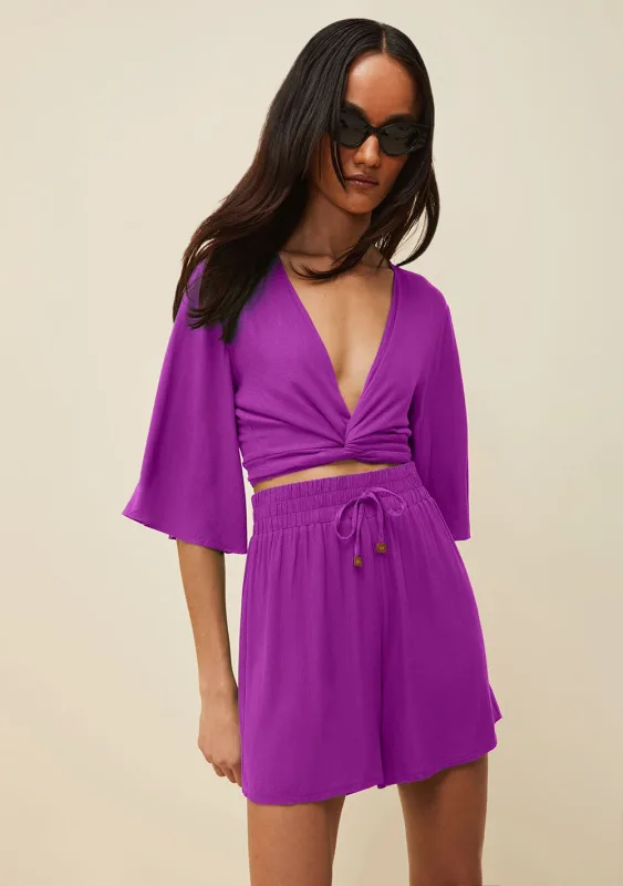 Shorts Morena Rosa Boxer Com Amarração Roxo - Morena Rosa - Outlet