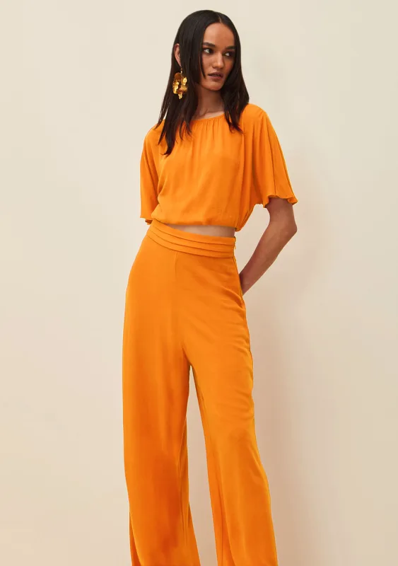 Calca Morena Rosa Reta Cós Alto Bolso Faca Laranja - Morena Rosa - Outlet