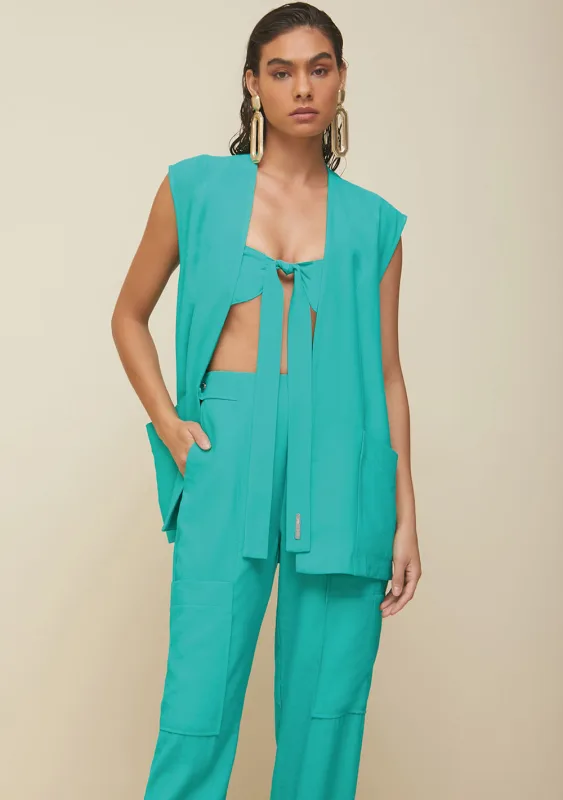 Kimono Morena Rosa Alongado Com Faixa Verde - Morena Rosa - Outlet