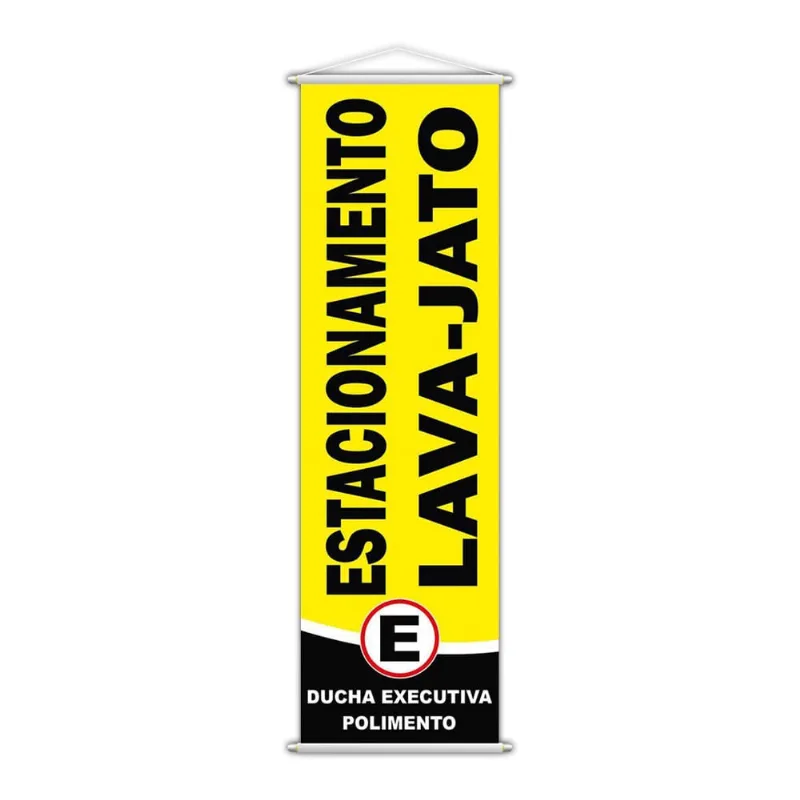 Banner Estacionamento Lava Jato Sinalização Garagem 100X30Cm