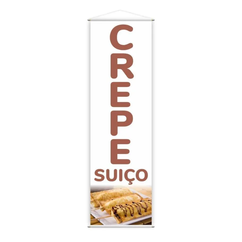 Banner Crepe Suíço Preço Fundo Branco Comida Lona 100x30cm