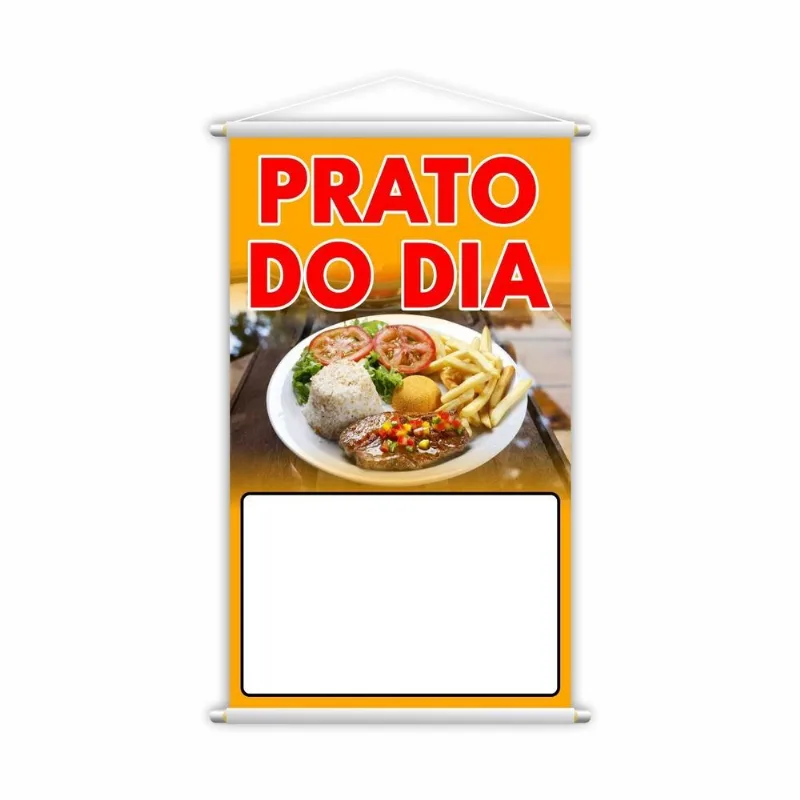 Banner Prato Do Dia Restaurante Preço Fundo Branco 60x40cm
