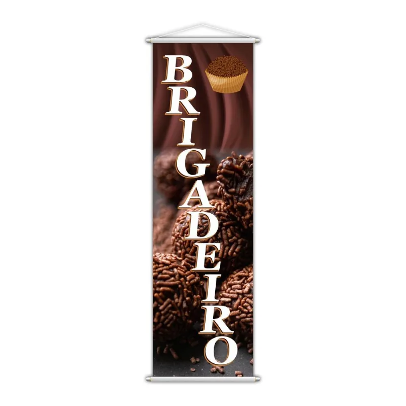 Banner Brigadeiro Doce Chocolate Confeitaria Lona 100X30Cm