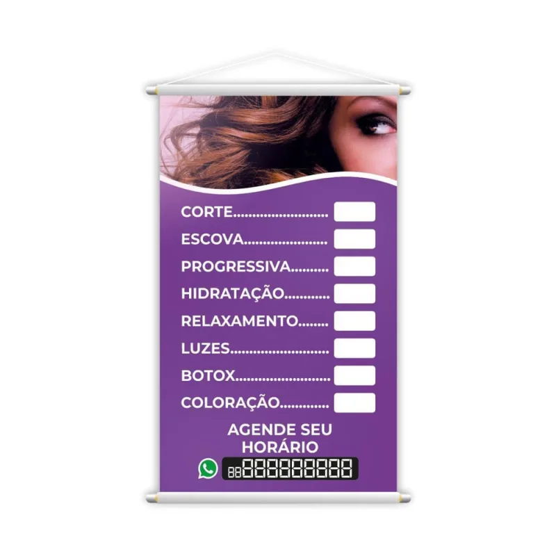 Banner Cabeleireiro Salão De Beleza Tratamentos Grande - Não Disponível - Agro, Indústria E Comércio