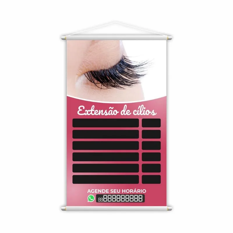 Banner Extensão De Cílios Contato Fundo Preto 60X40Cm