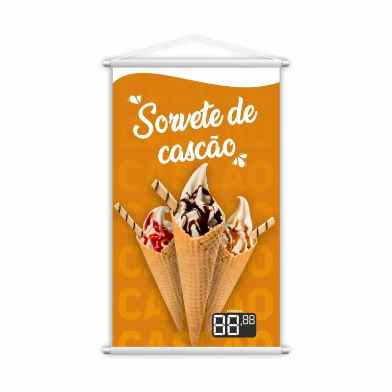 Banner Sorvete De Cascão Sorveteria Preço Lona 60x40cm - Não Informado