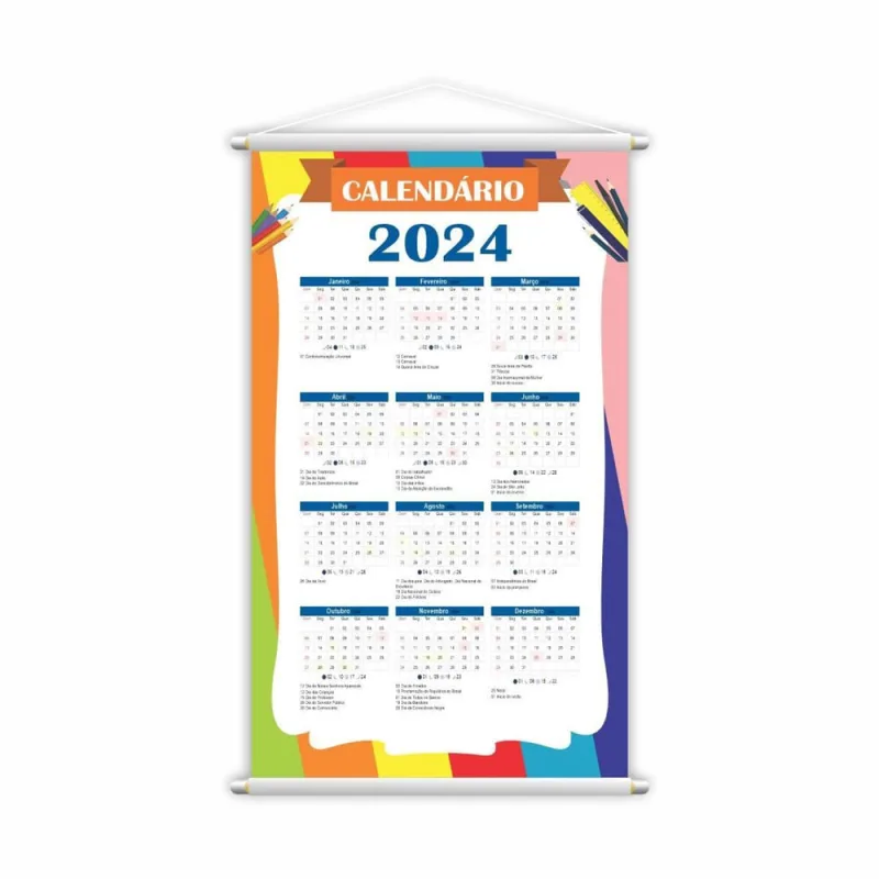 Calendário 2024 Banner Painel Escolar Lona Grande - Não Disponível