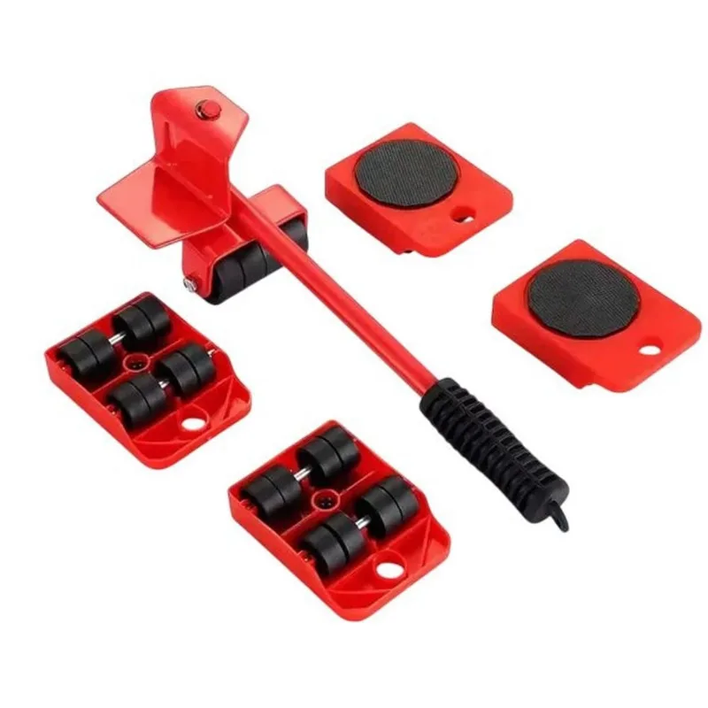Kit Levantador de Móveis com Rodinhas 5 Peças - Vermelha