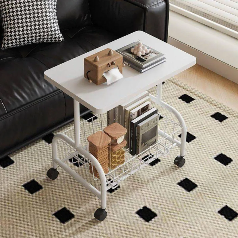 Mesinha Multiuso Rodinhas Apoio Cantinho Café Sala Quarto Varanda Canto Manicure Metal Mdf Branca