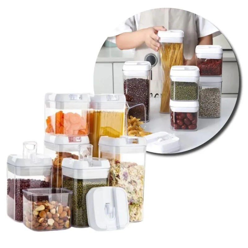 Conjunto de Potes Herméticos em Acrílico para Armazenar Alimentos - Fullcommerce