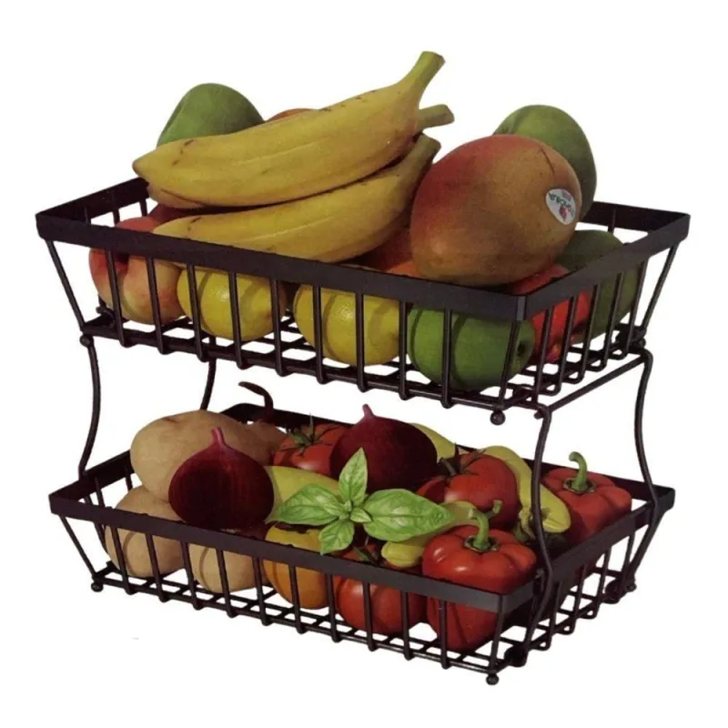 Fruteira Metálica 2 Andares para Frutas e Legumes em Metal Preto Top Rio Comercial - OUTRAS